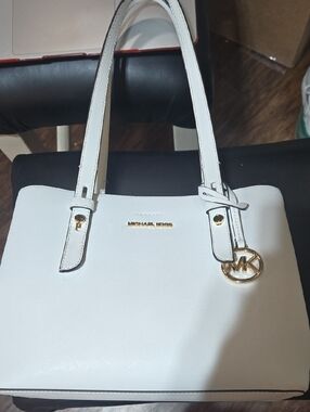 Michael Kors white coated canvas handbag